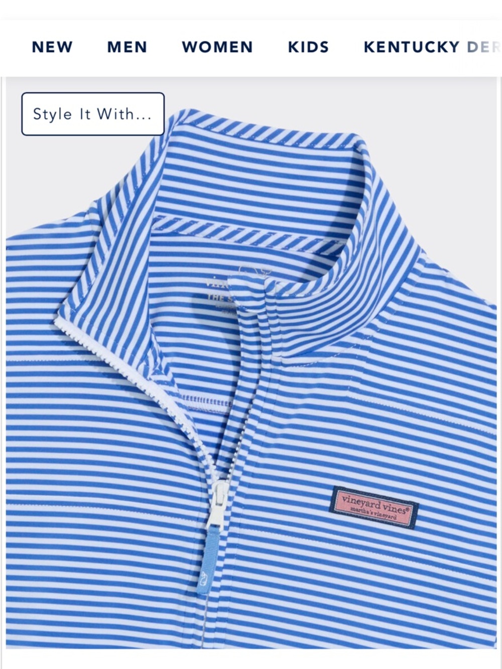 Vineyard Vines Blue Striped Performance Sankaty Shep Shirt Quarter-Zip Pullover - Picture 4 of 11